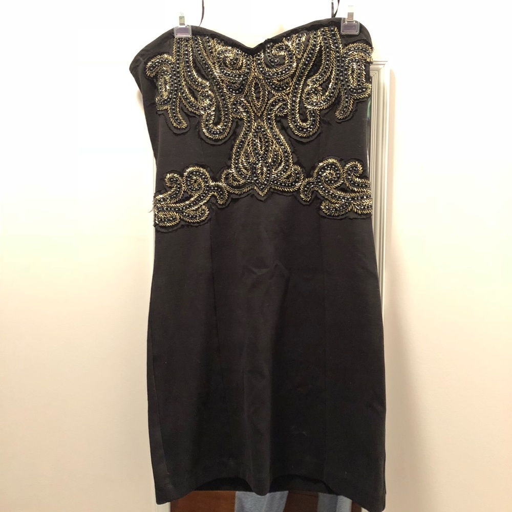 Black beaded body con dress